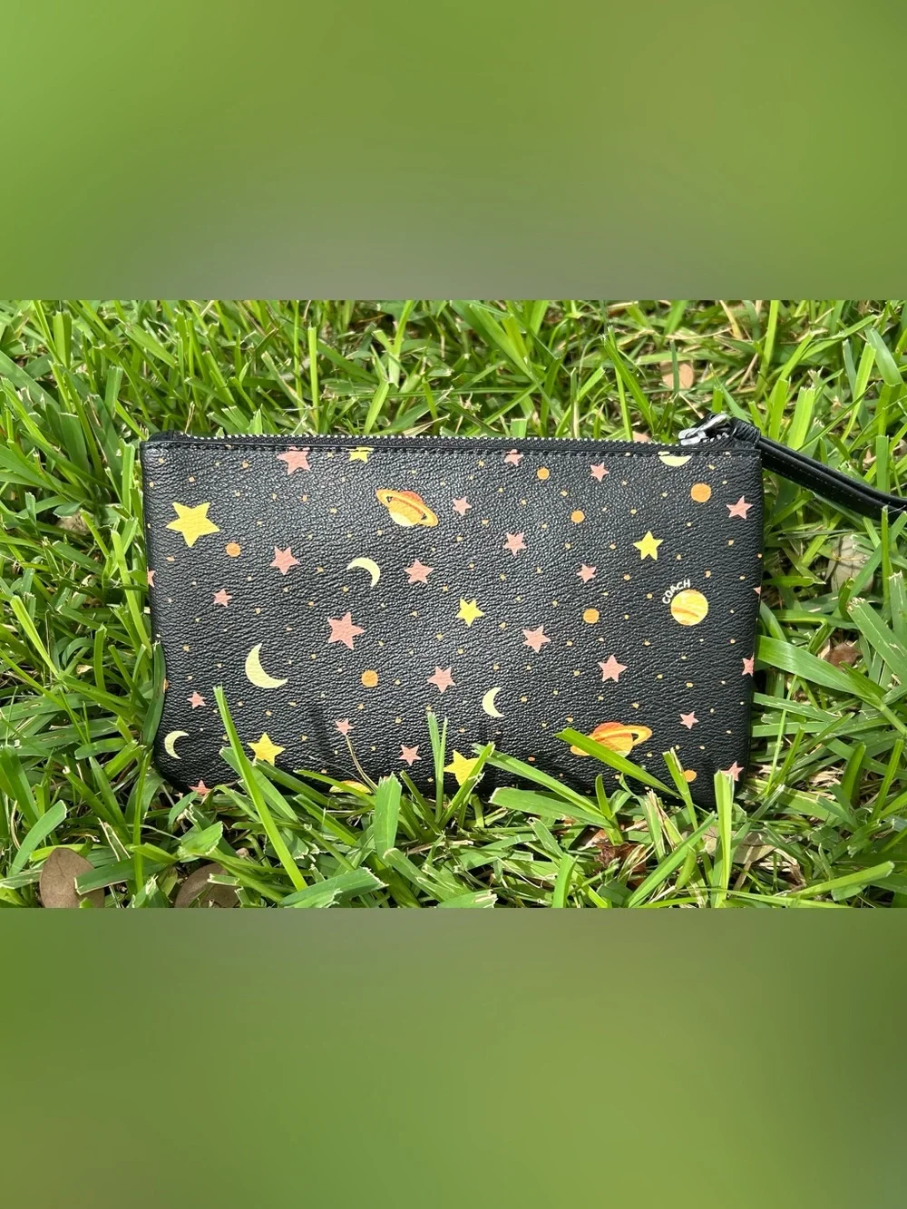 Coach Galaxy Planet & Star Print Large Wristlet